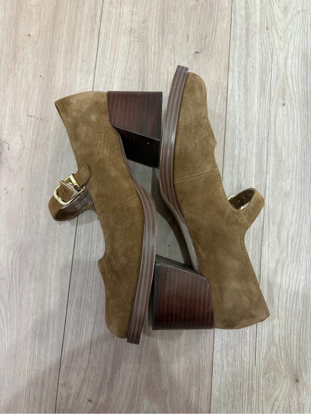 Steve Madden Tan Suede Mary Jane Block Heels Size 10 - Picture 3 of 5
